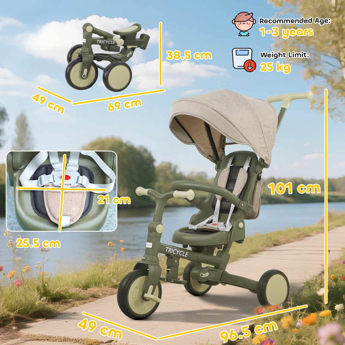 Kids Trike with Adjustable Backrest