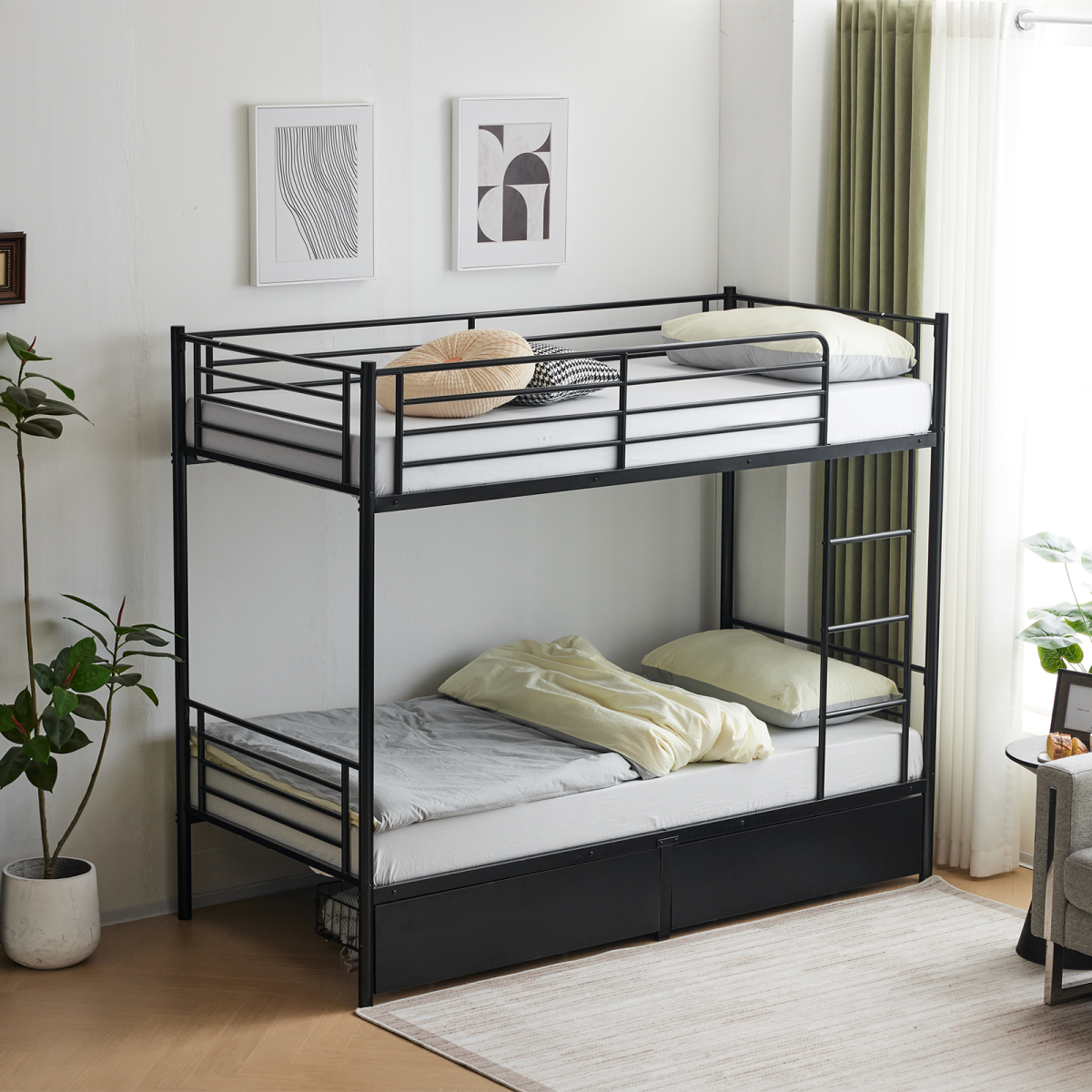 cortex-london-windsor-black-metal-twin-over-twin-bunk-bed-two-storage-drawers