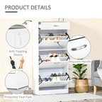 Shoe Cabinet 4 Drawers Storage with Flip Doors Shelves for 18 Pairs White