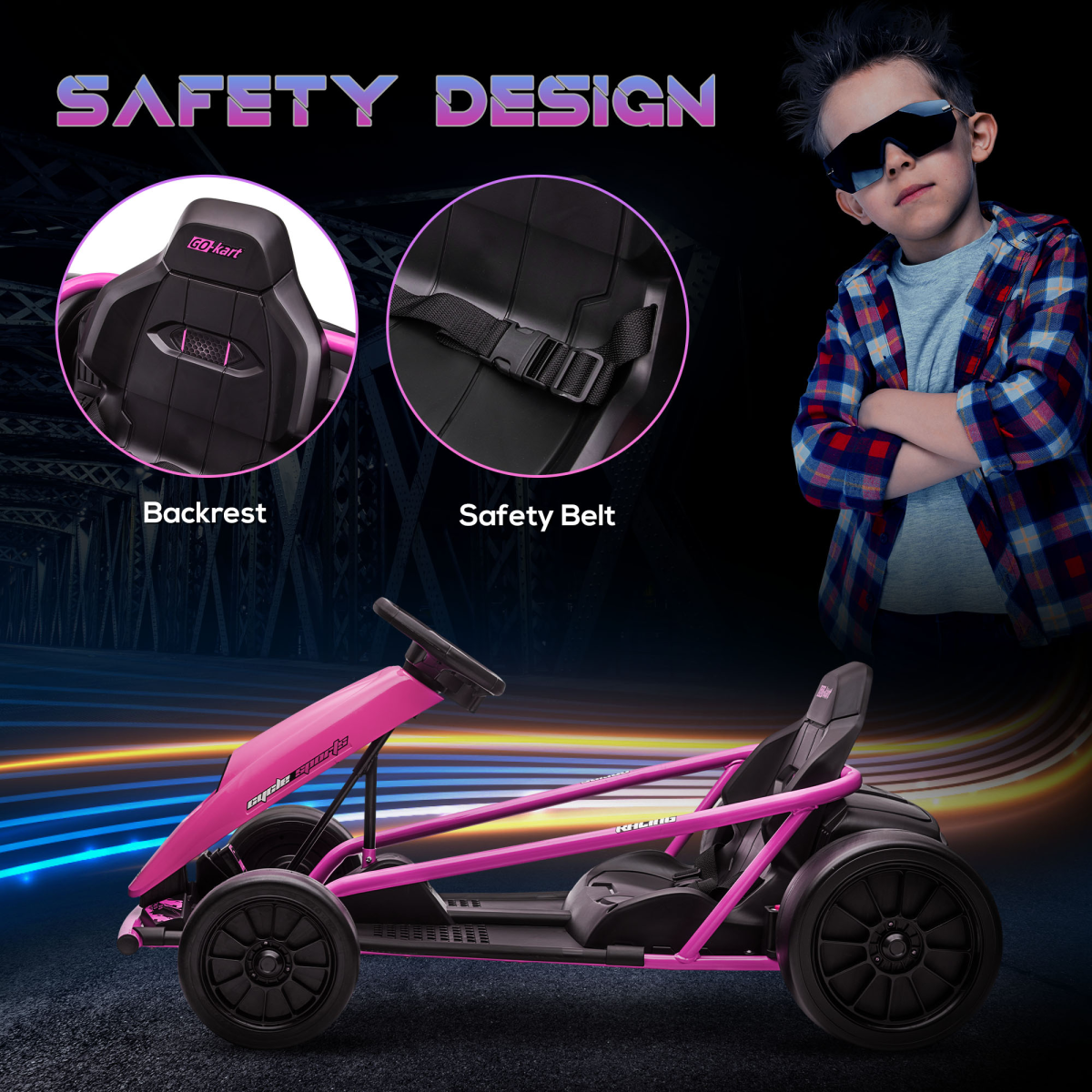 cortex-london-windsor-24v-pink-kids-electric-drift-go-kart