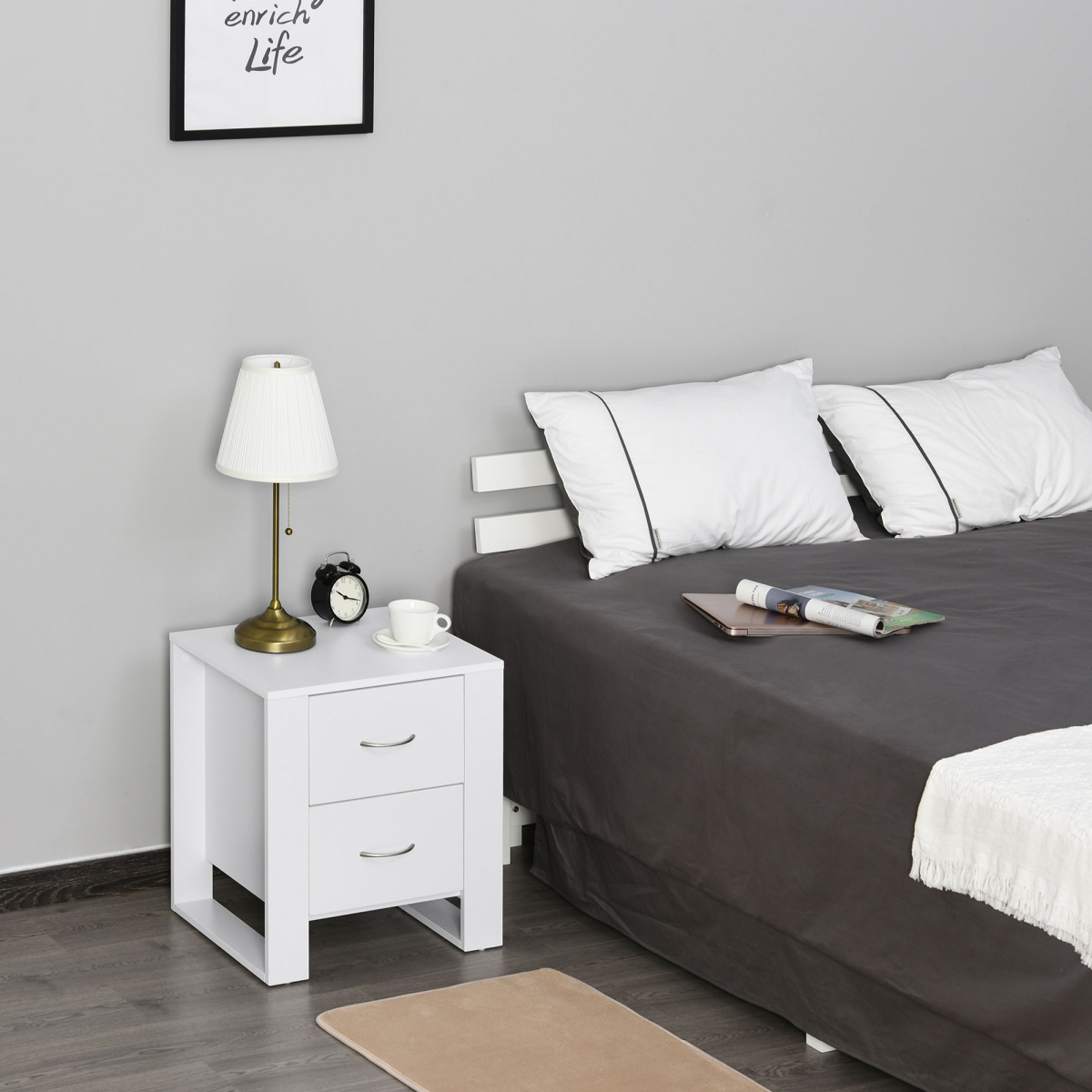 cortex-london-windsor-white-2-drawer-particle-board-bedside-table