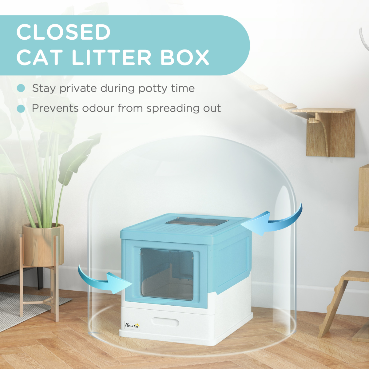 cortex-london-york-hooded-cat-litter-box-light-blue-white-with-scoop