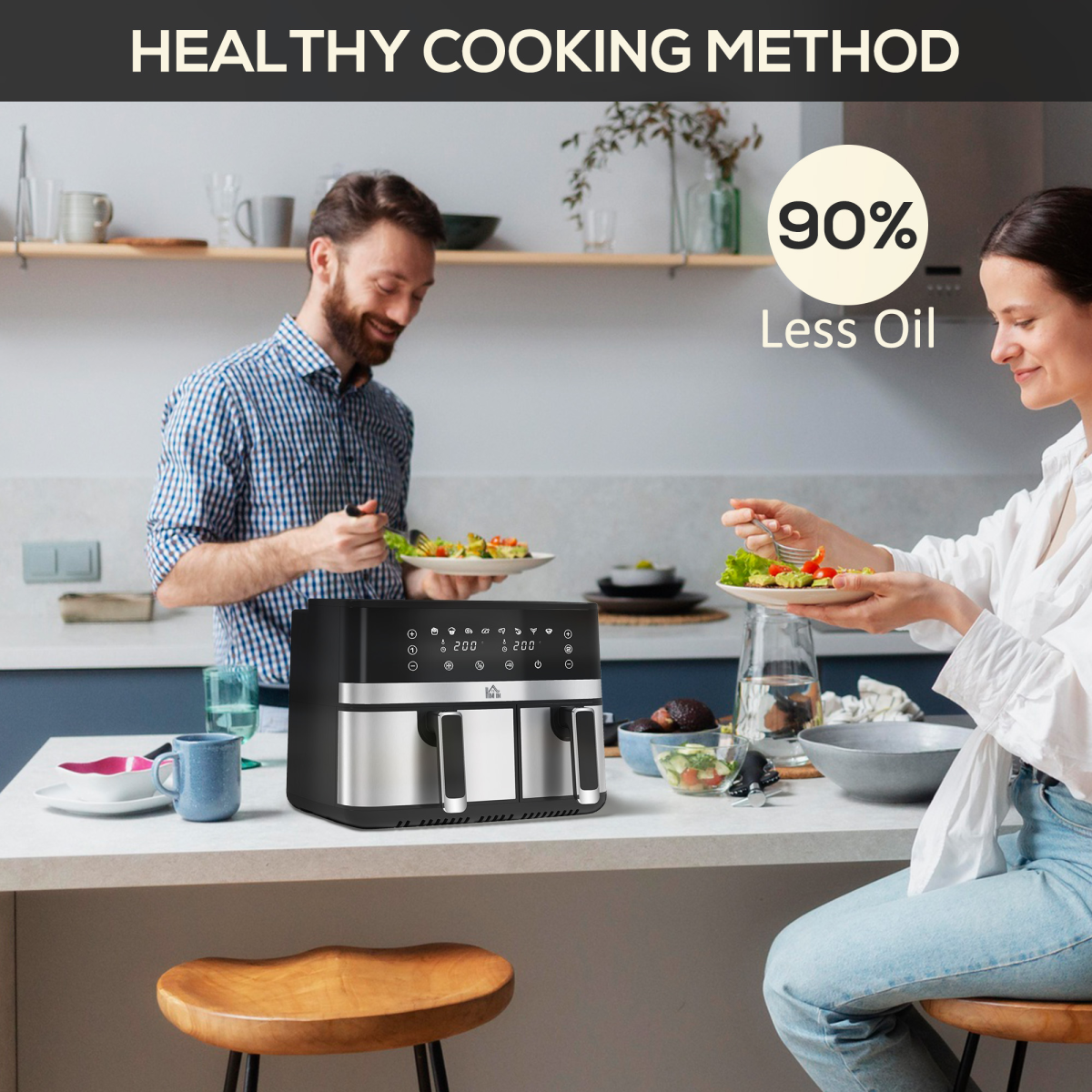 cortex-london-windsor-dual-zone-air-fryer-eight-point-five-litre-2700w-black-silver