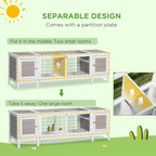 Indoor Rabbit Hutch Separable Guinea Pig Cage Bunny Run w/ Slide Out Tray - Grey