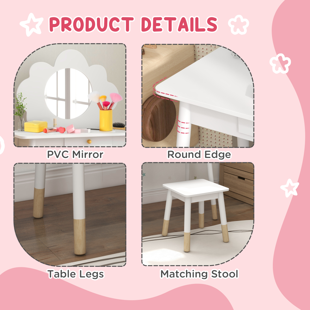 cortex-london-windsor-cloud-kids-dressing-table-and-stool-white-mdf-pvc-mirror-drawer