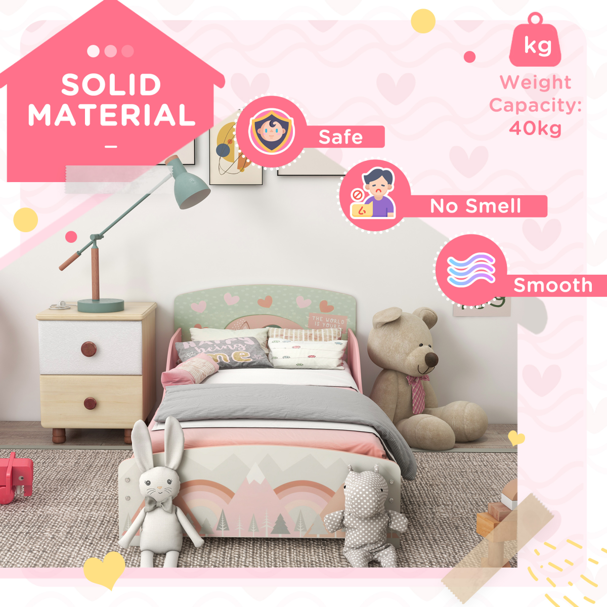 cortex-london-windsor-pink-toddler-bed-frame-animal-design-ages-3-to-6