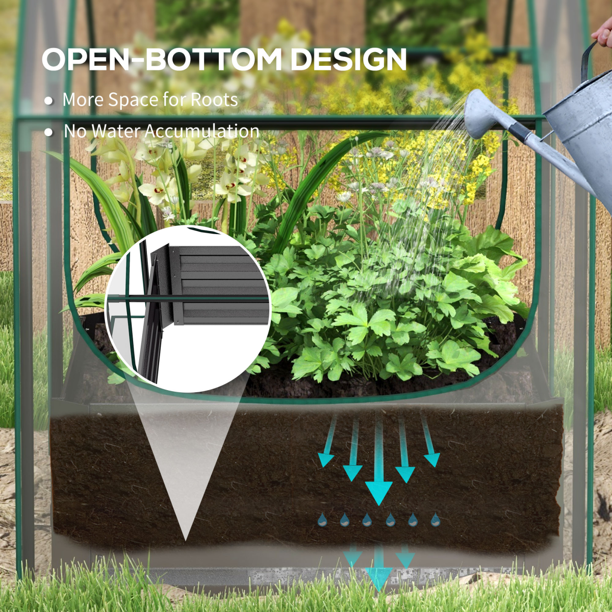 cortex-london-windsor-raised-garden-bed-planter-greenhouse-clear-dark-grey