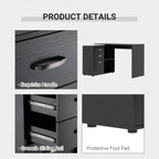 L Shape Computer Desk Workstation Home Office Drawer Shelf File Cabinet-Black