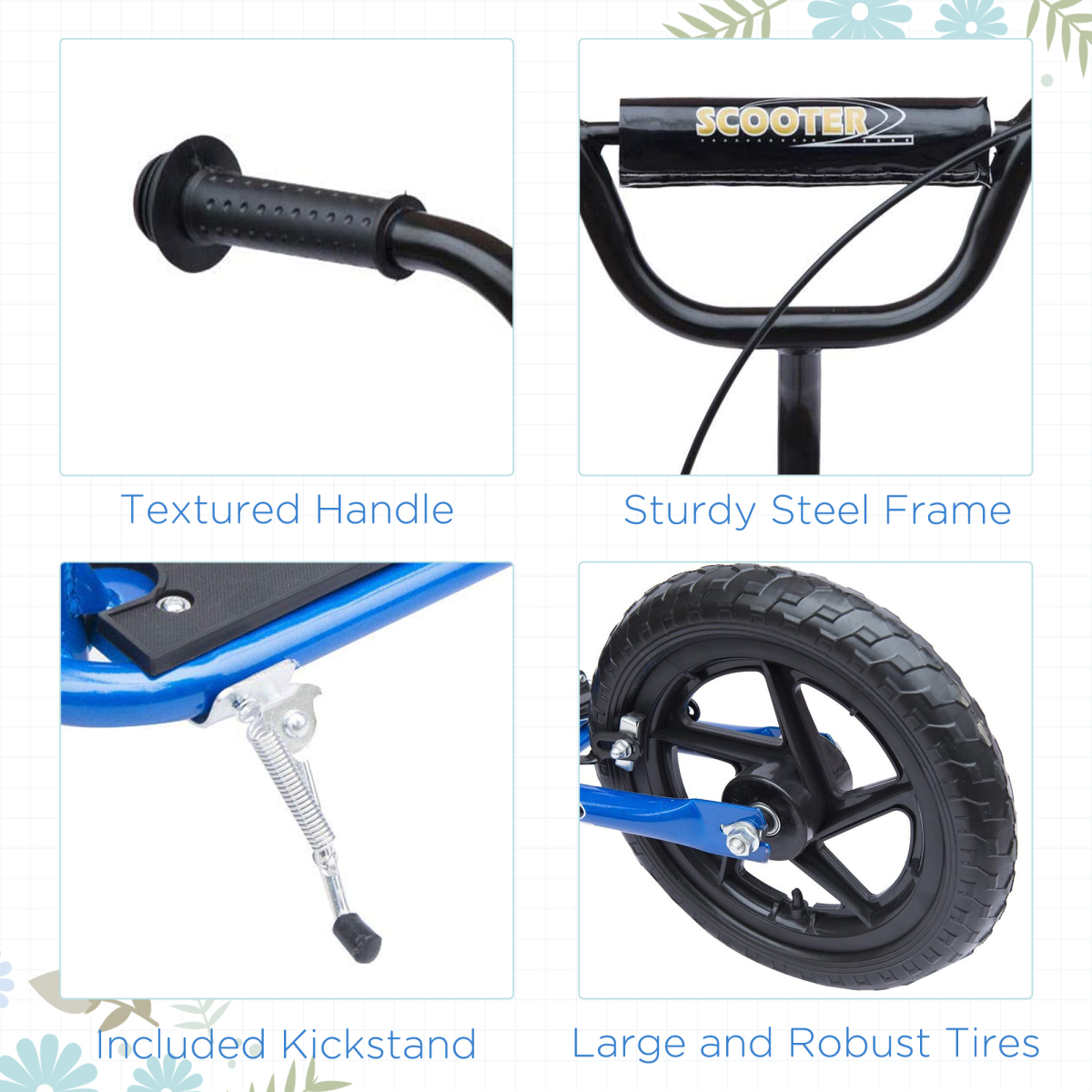cortex-london-windsor-blue-kids-scooter-adjustable-handlebars-rear-brake