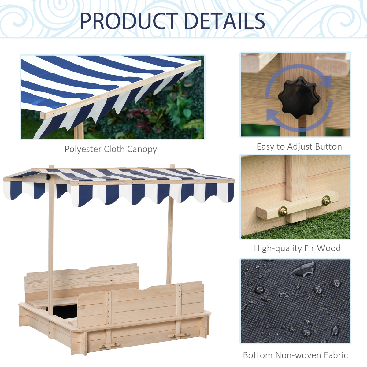 cortex-london-york-kids-wooden-sandpit-adjustable-canopy