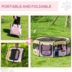 Fabric Pet Dog Cat Puppy Playpen Rabbit Guinea Pig Play Pen in Pink Small