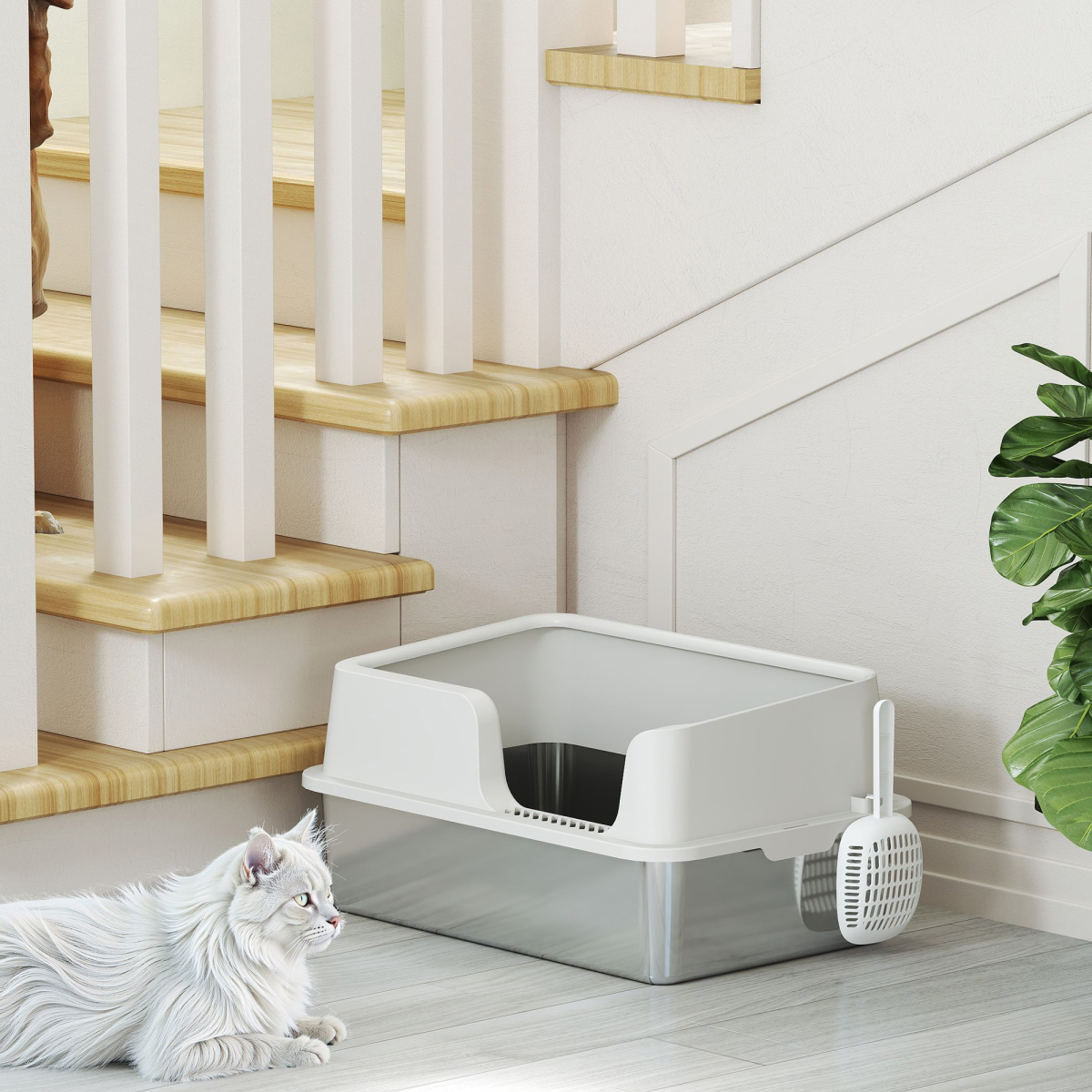 cortex-london-windsor-stainless-steel-cat-litter-box-light-grey
