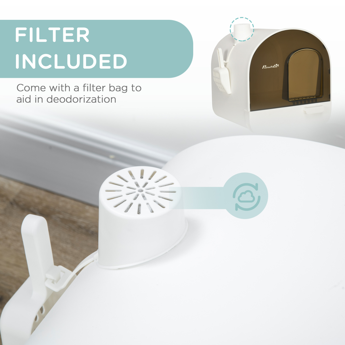 cortex-london-windsor-hooded-cat-litter-tray-white-pp-scoop-filter-flap-door