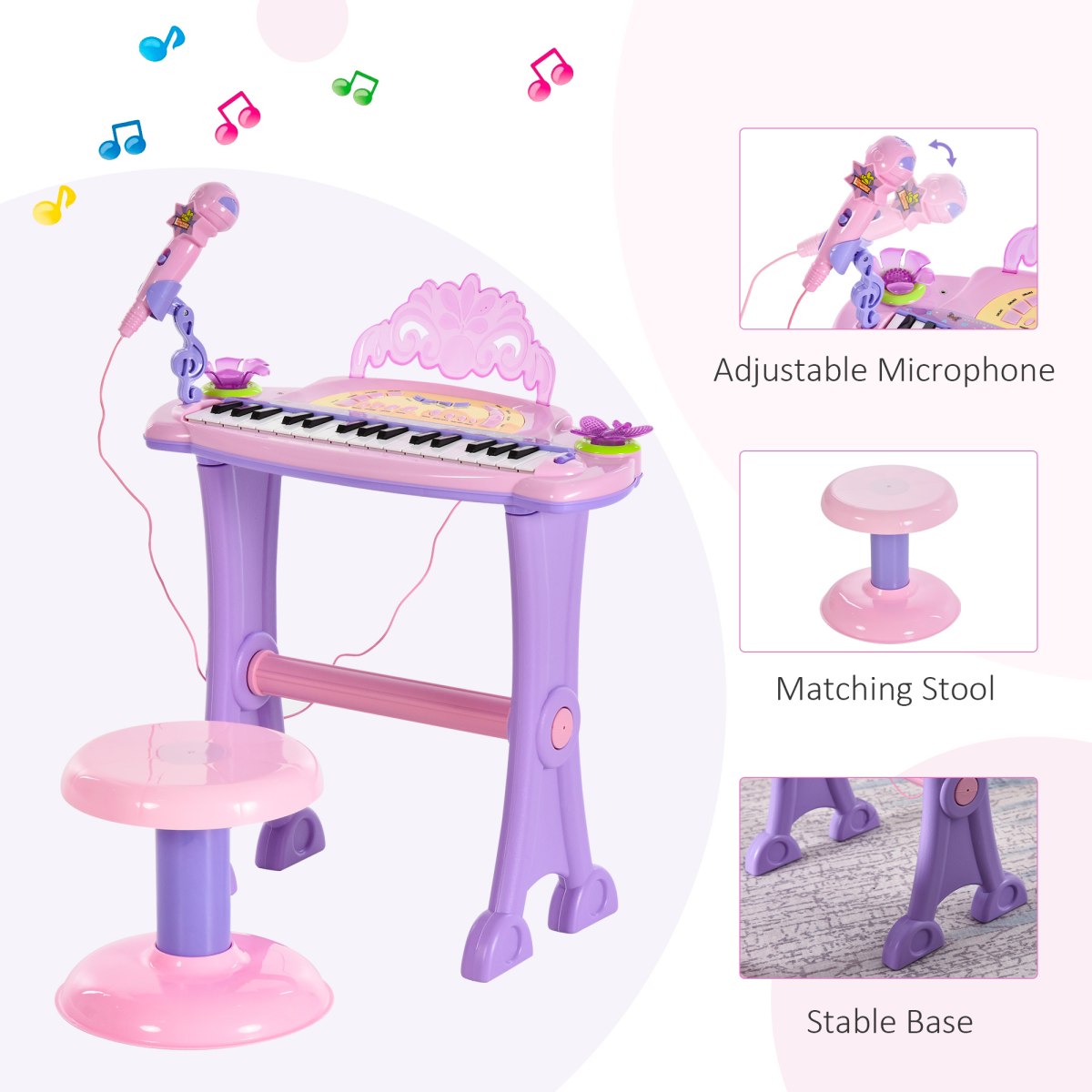 cortex-london-bath-32-key-kids-electronic-organ-with-microphone-and-stool