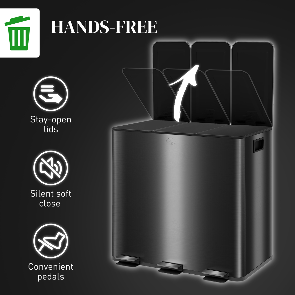 cortex-london-windsor-triple-kitchen-recycling-bin-3-x-15l-black