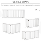 Pet Gate Foldable Freestanding Dog Safety Barrier w/ Support Feet White