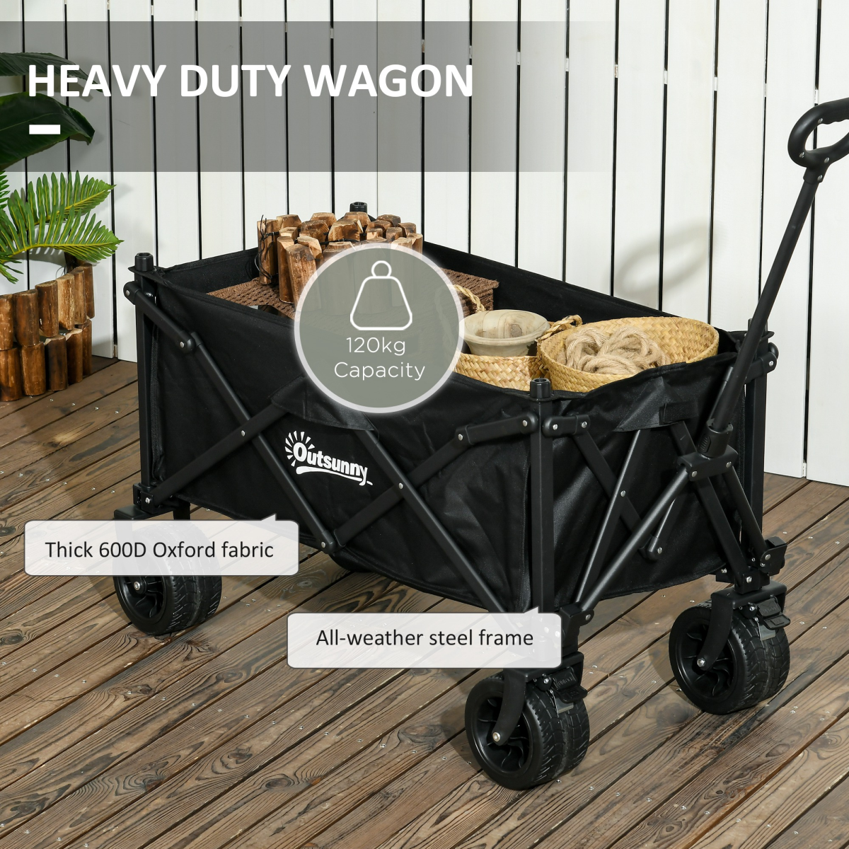 cortex-london-windsor-110l-foldable-garden-cart-outdoor-utility-wagon-black