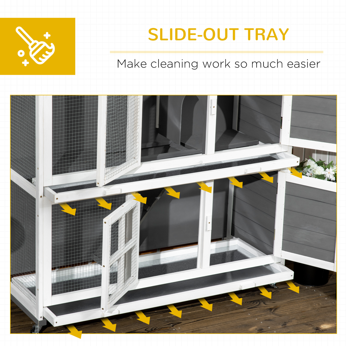 cortex-london-pawhut-windsor-wooden-rabbit-hutch-wheels-grey