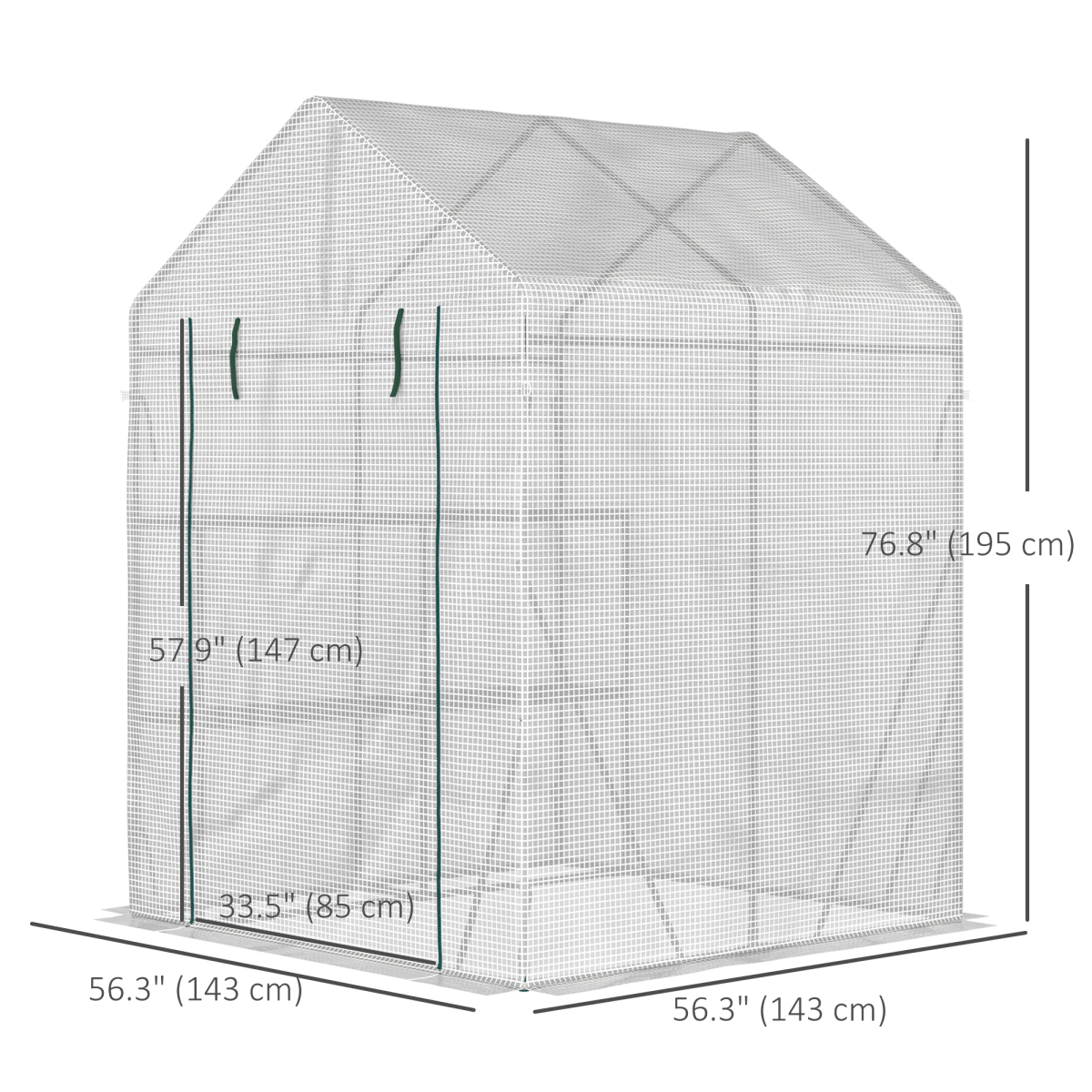 cortex-london-york-mini-greenhouse-green-steel-pe-cover-metal-shelves