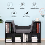 Sideboard Bookcase Storage Reading Seat w/Cushion Unit Kids Children Black