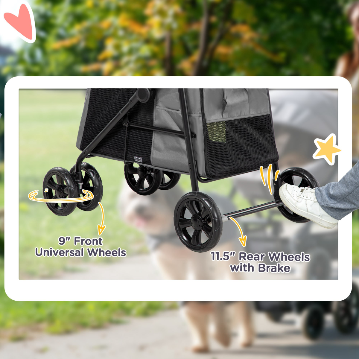 cortex-london-windsor-one-click-foldable-pet-stroller-grey-breathable-mesh