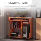 Computer Desk Laptop Writing Table Storage Shelf Workstation Wheels-Cherry Wood