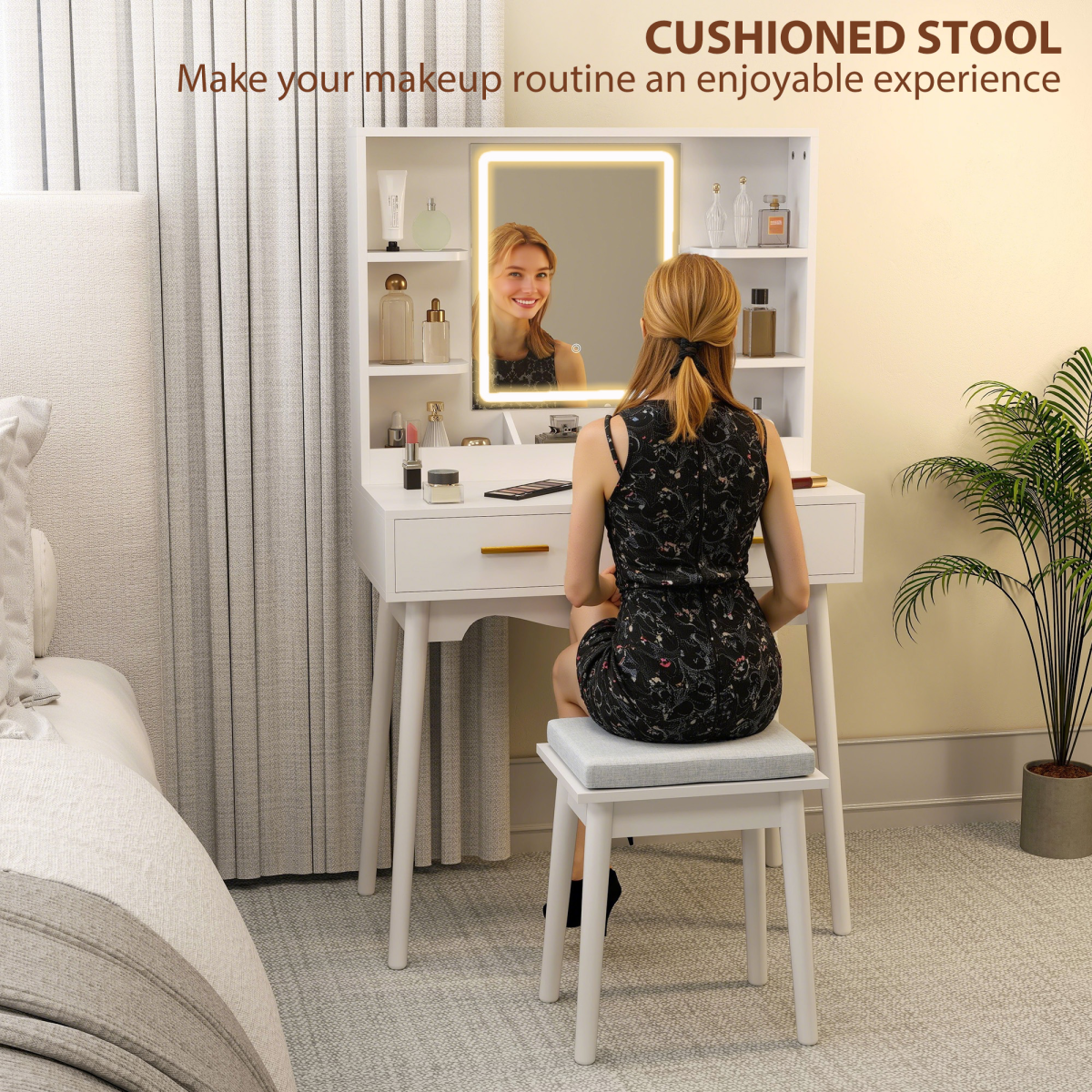 cortex-london-windsor-led-dressing-table-stool-white