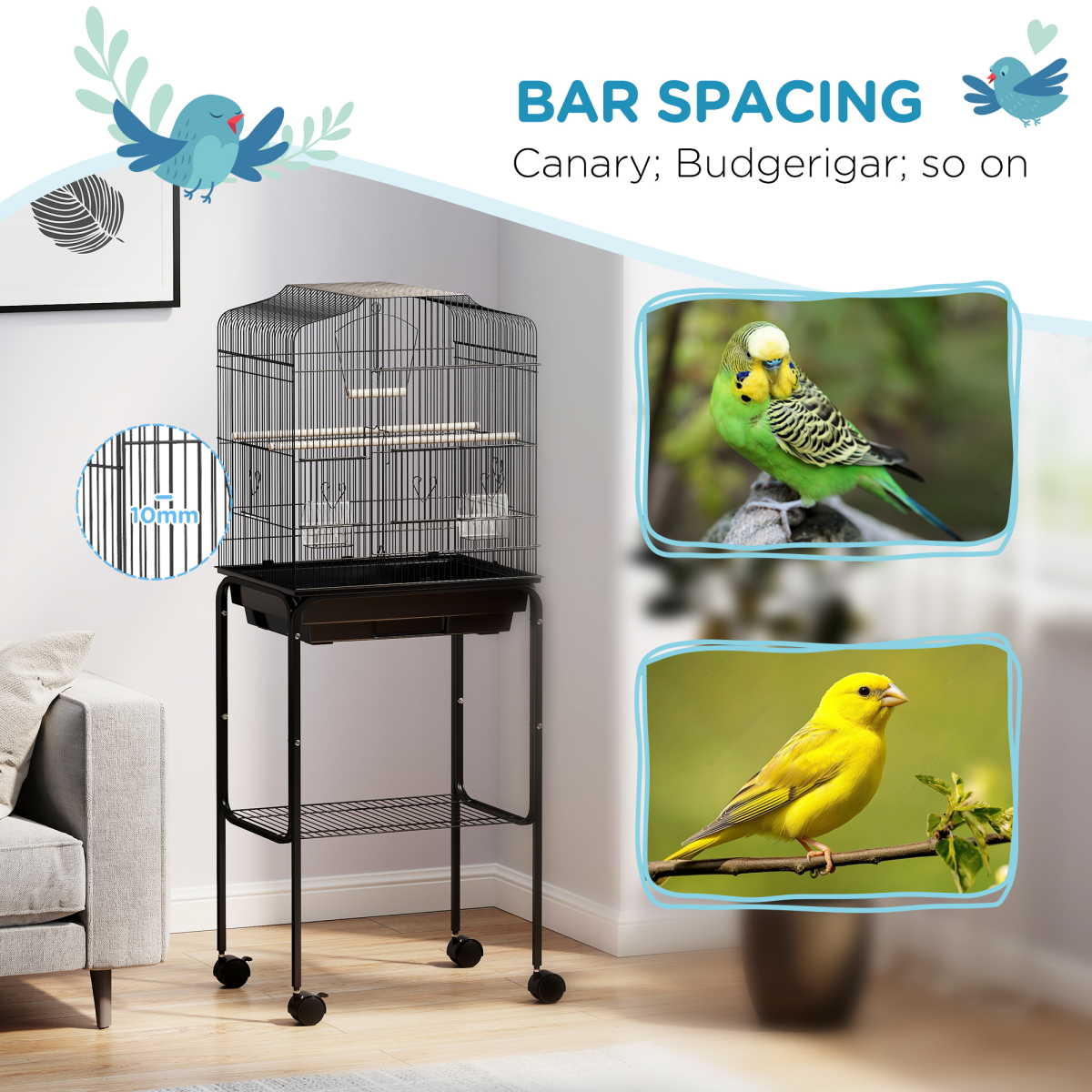 cortex-london-windsor-black-bird-cage-with-stand-for-budgies-finches