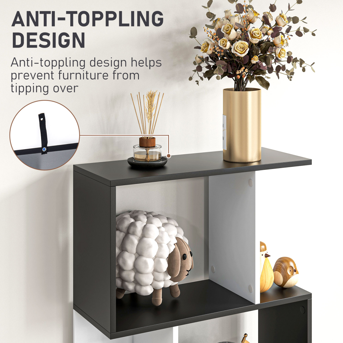 cortex-london-windsor-five-tier-s-shape-bookcase-divider-black