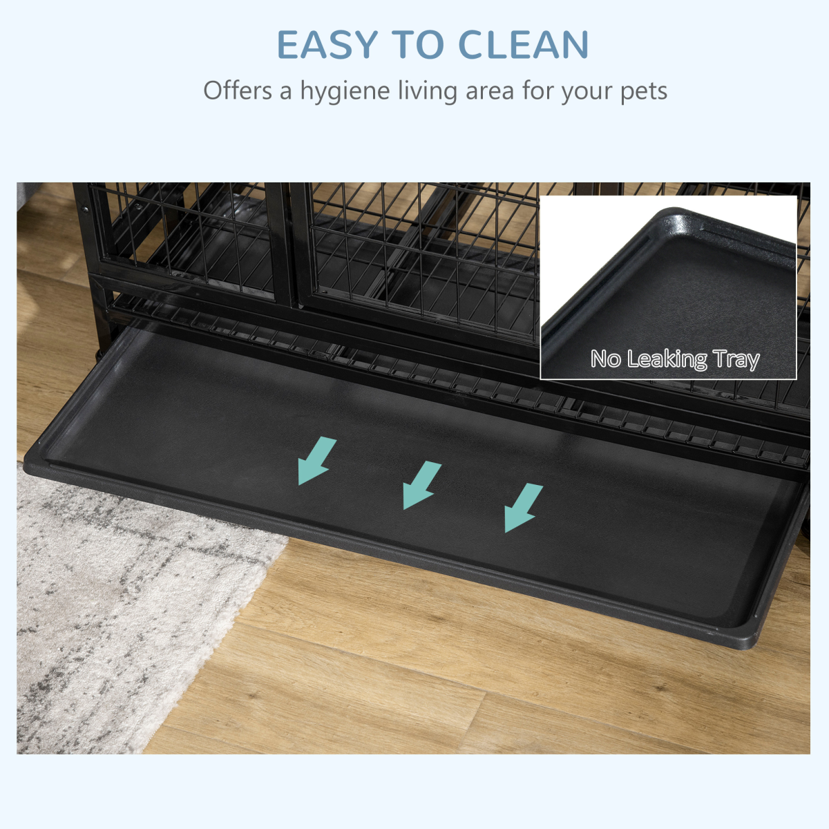 cortex-london-windsor-heavy-duty-metal-dog-cage-wheels-crate-tray-black