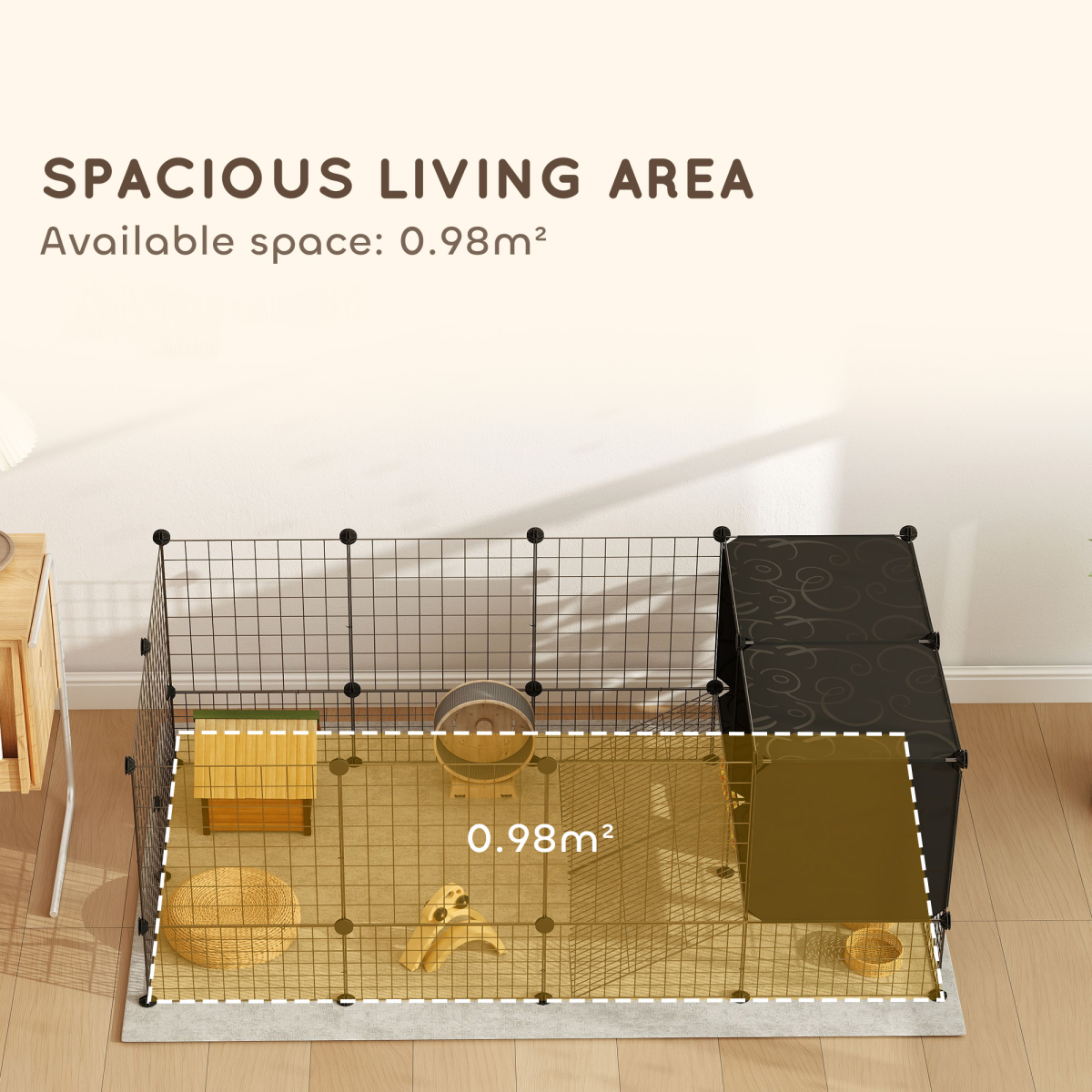 cortex-london-windsor-small-animal-cage-raised-huts-guinea-pigs-rabbits-black