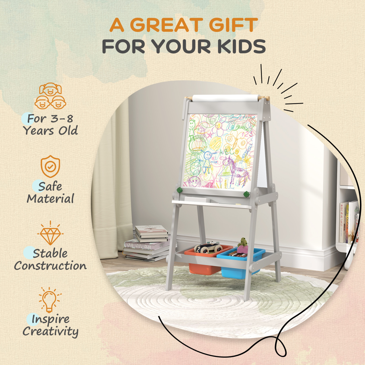 cortex-london-windsor-kids-double-sided-art-easel-with-paper-roll-grey