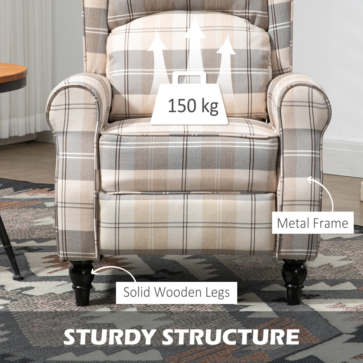 cortex-london-windsor-khaki-checked-linen-recliner-wingback-chair