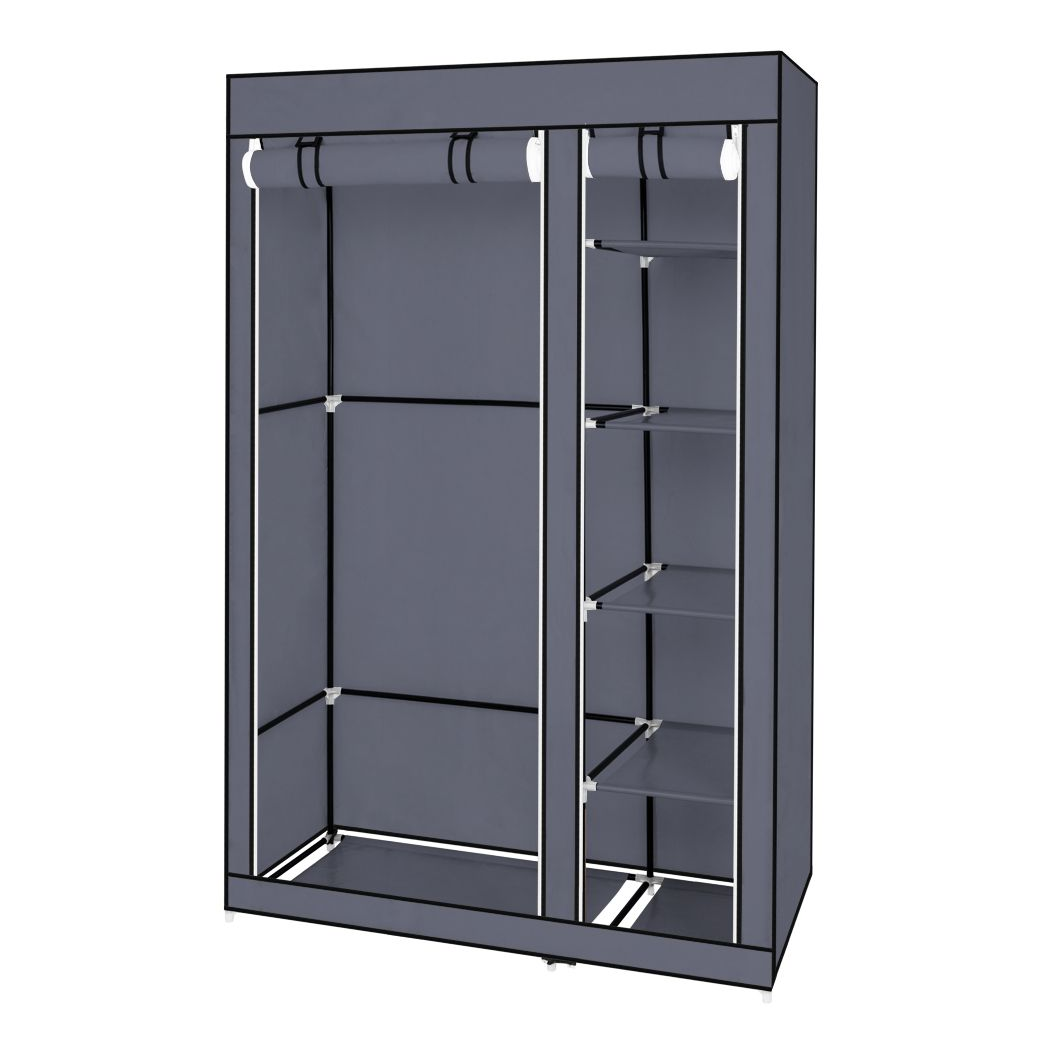 cortex-london-york-grey-portable-wardrobe-with-shelves-and-hanging-rod