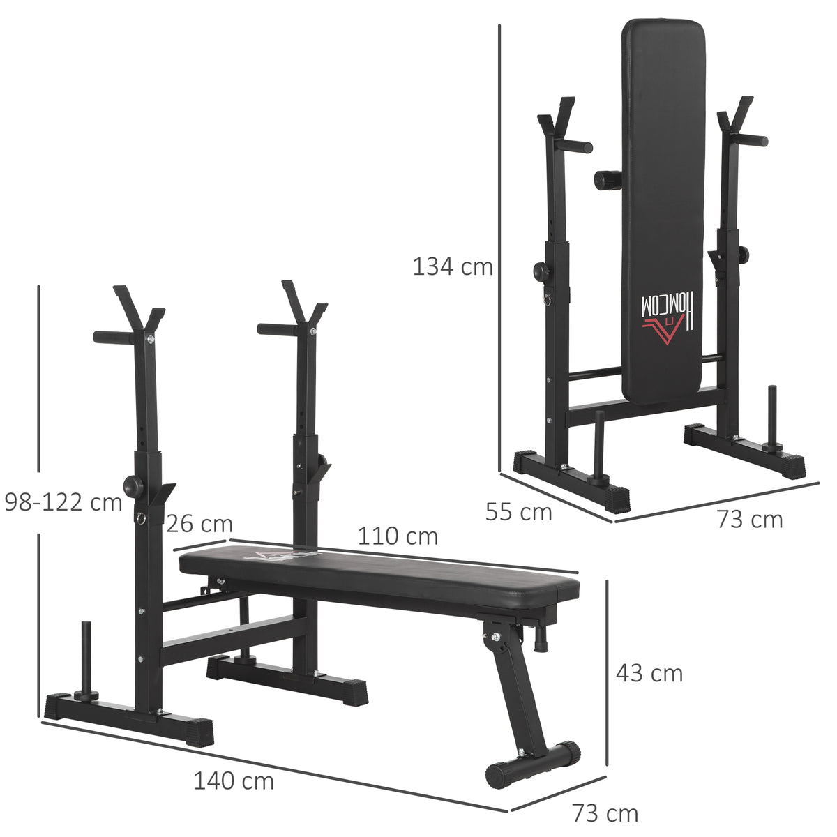 cortex-london-york-adjustable-weight-bench-barbell-rack-dip-station-black