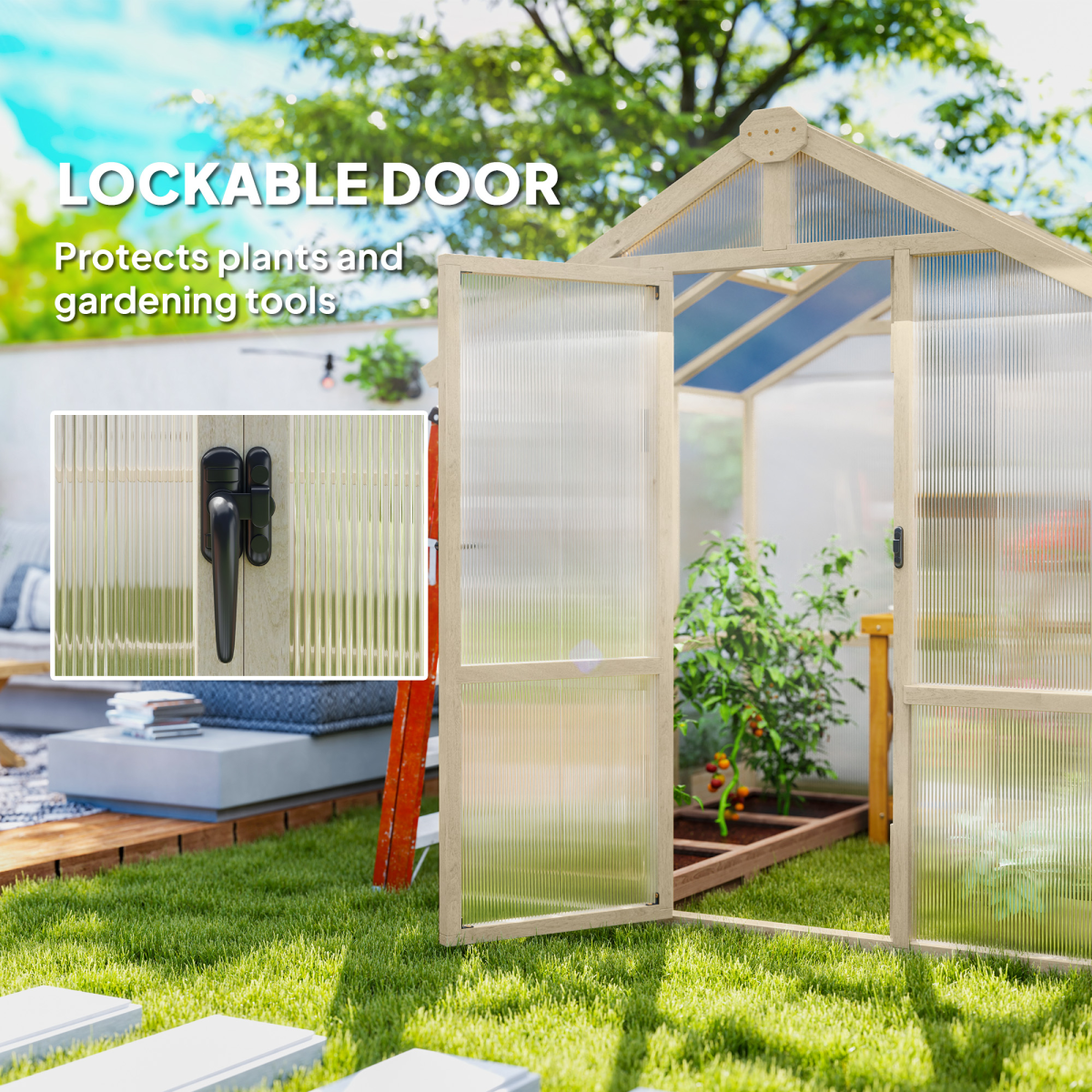 cortex-london-york-brown-fir-wood-polycarbonate-greenhouse-lockable-door