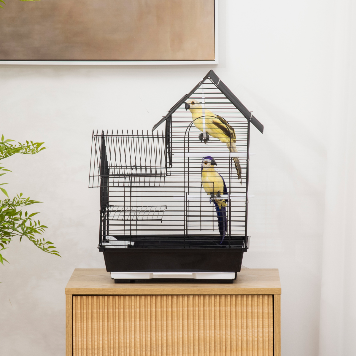 cortex-london-york-black-steel-bird-cage-plastic-perch-food-container-swing-ring-handle