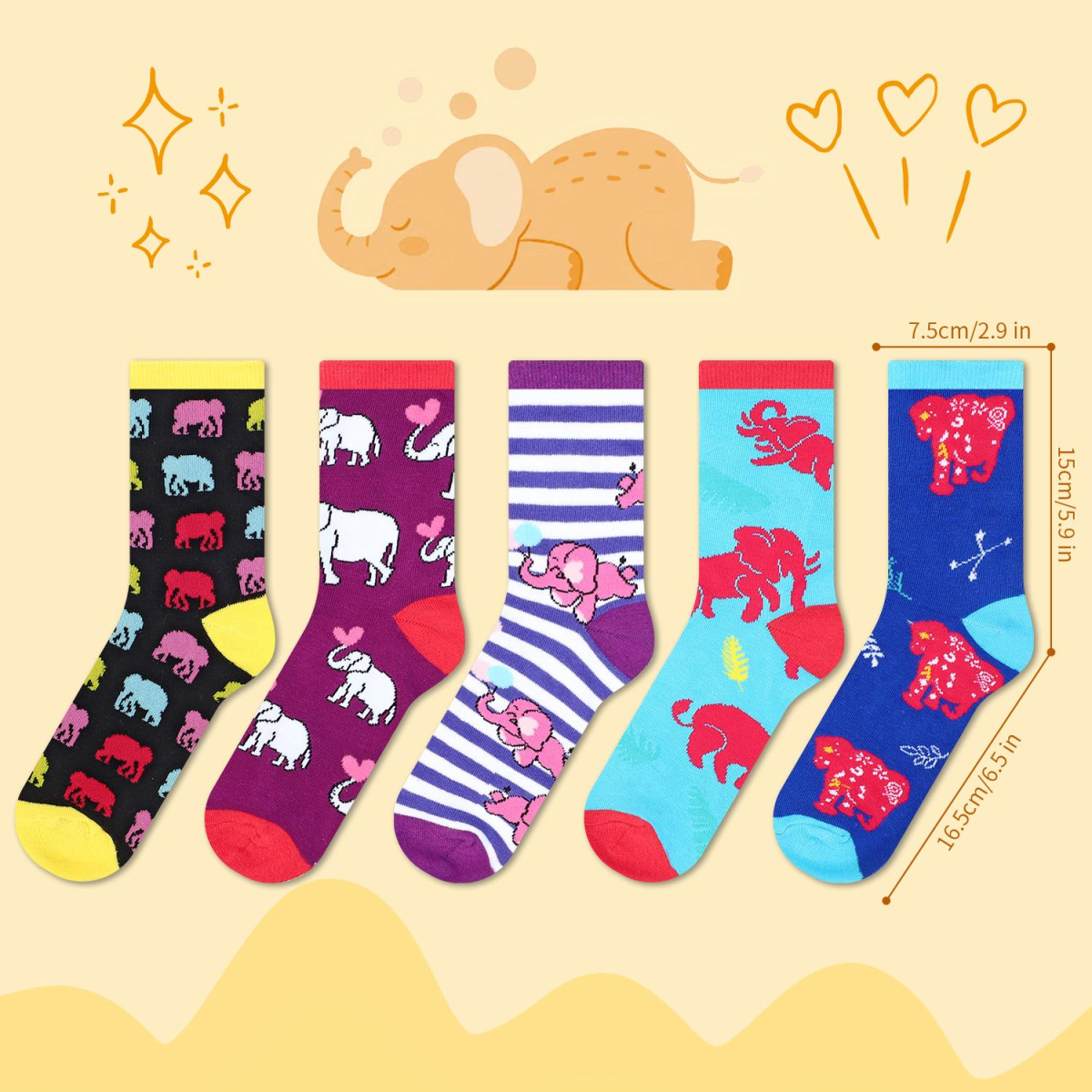 VINSANI ELEPHANT SOCKS 5pk 1010413