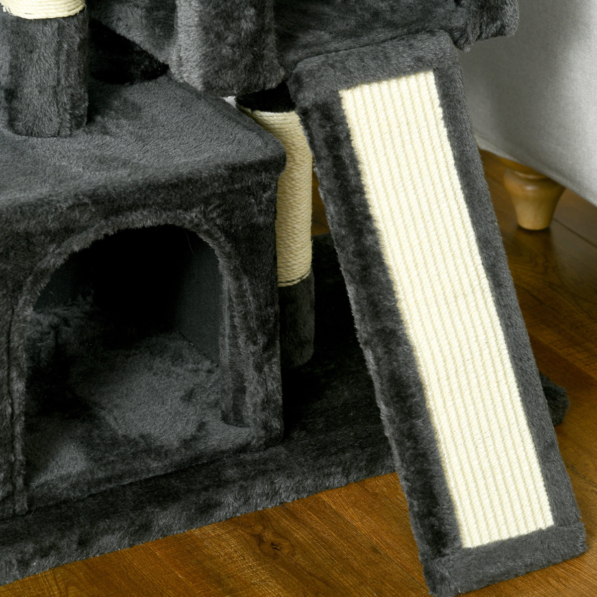 cortex-london-windsor-cat-activity-tree-black-two-houses-cushioned-perch-sisal-scratching-posts