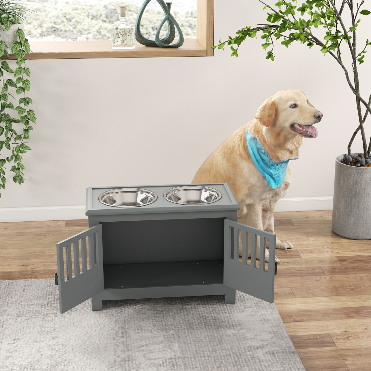 cortex-london-windsor-pawhut-raised-dog-feeding-station-grey