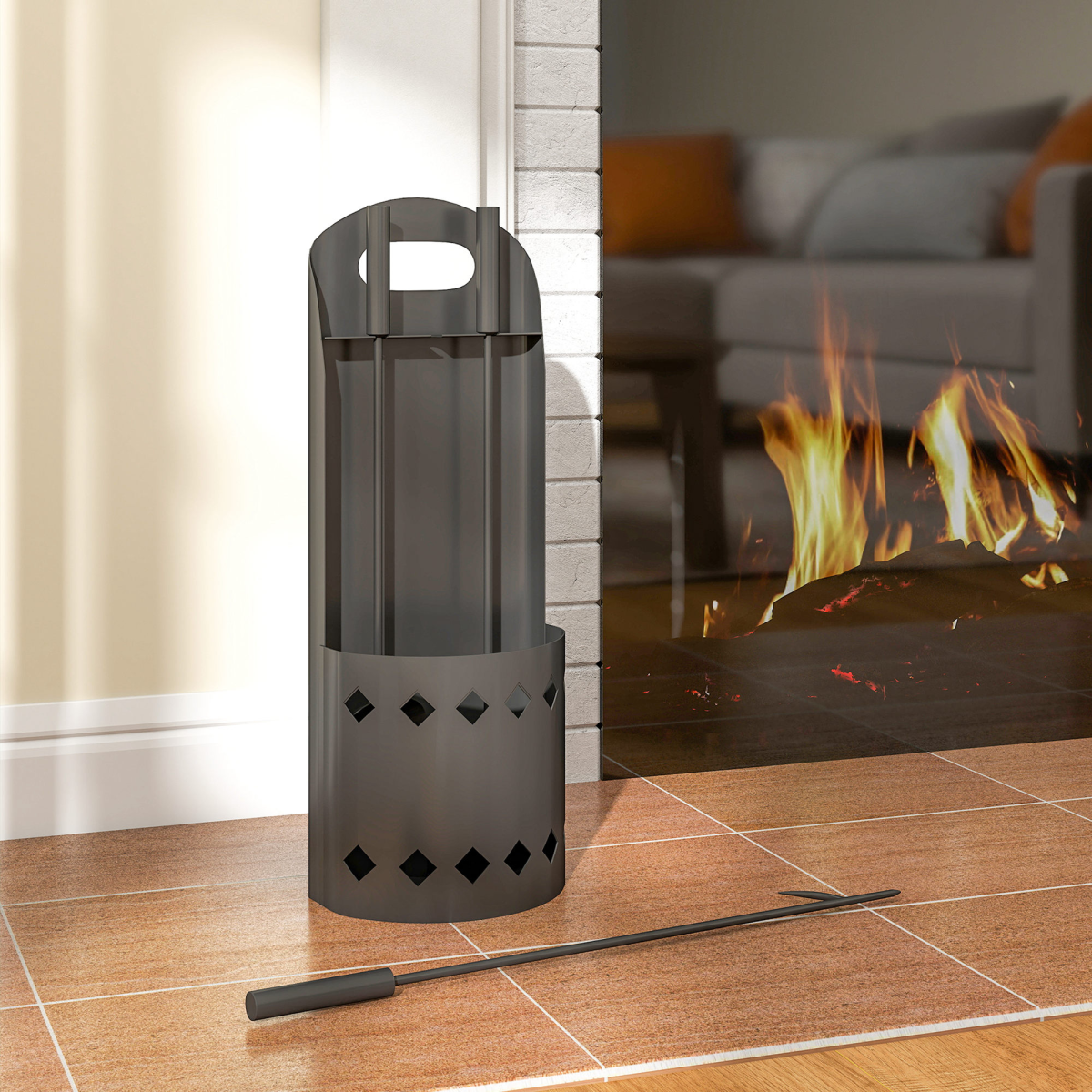 cortex-london-windsor-black-metal-four-piece-fireplace-companion-set