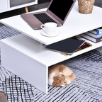 2-Tier Coffee Table Side/End Table Modern Rectangular Design White