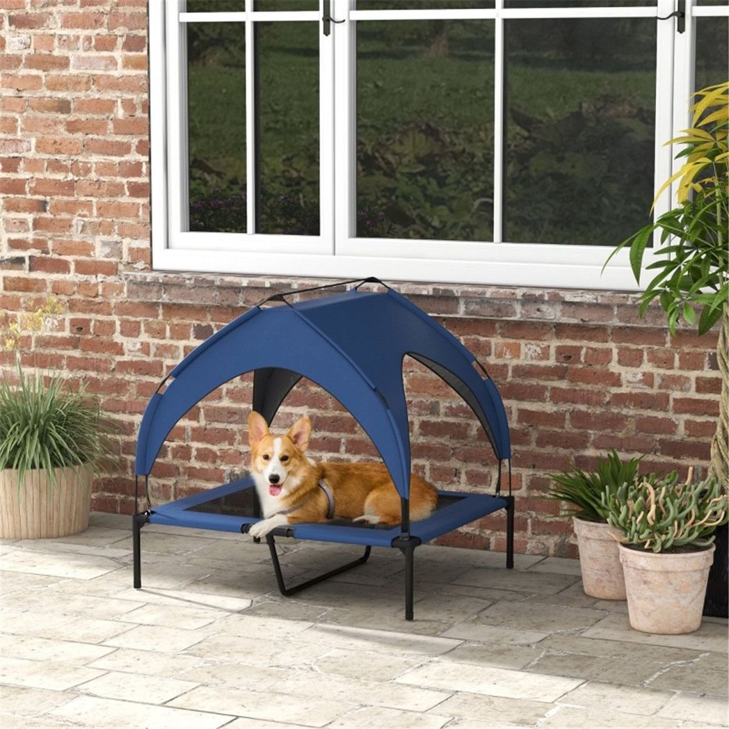cortex-london-windsor-elevated-canopy-pet-bed-dark-blue