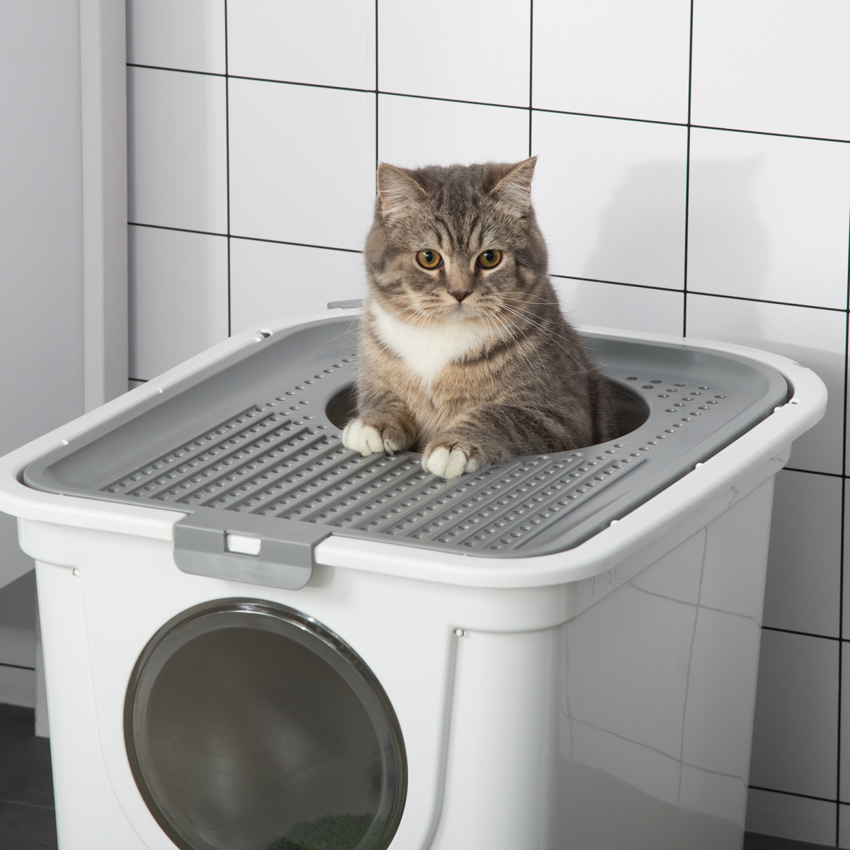 cortex-london-windsor-white-cat-litter-tray-front-entrance-top-exit