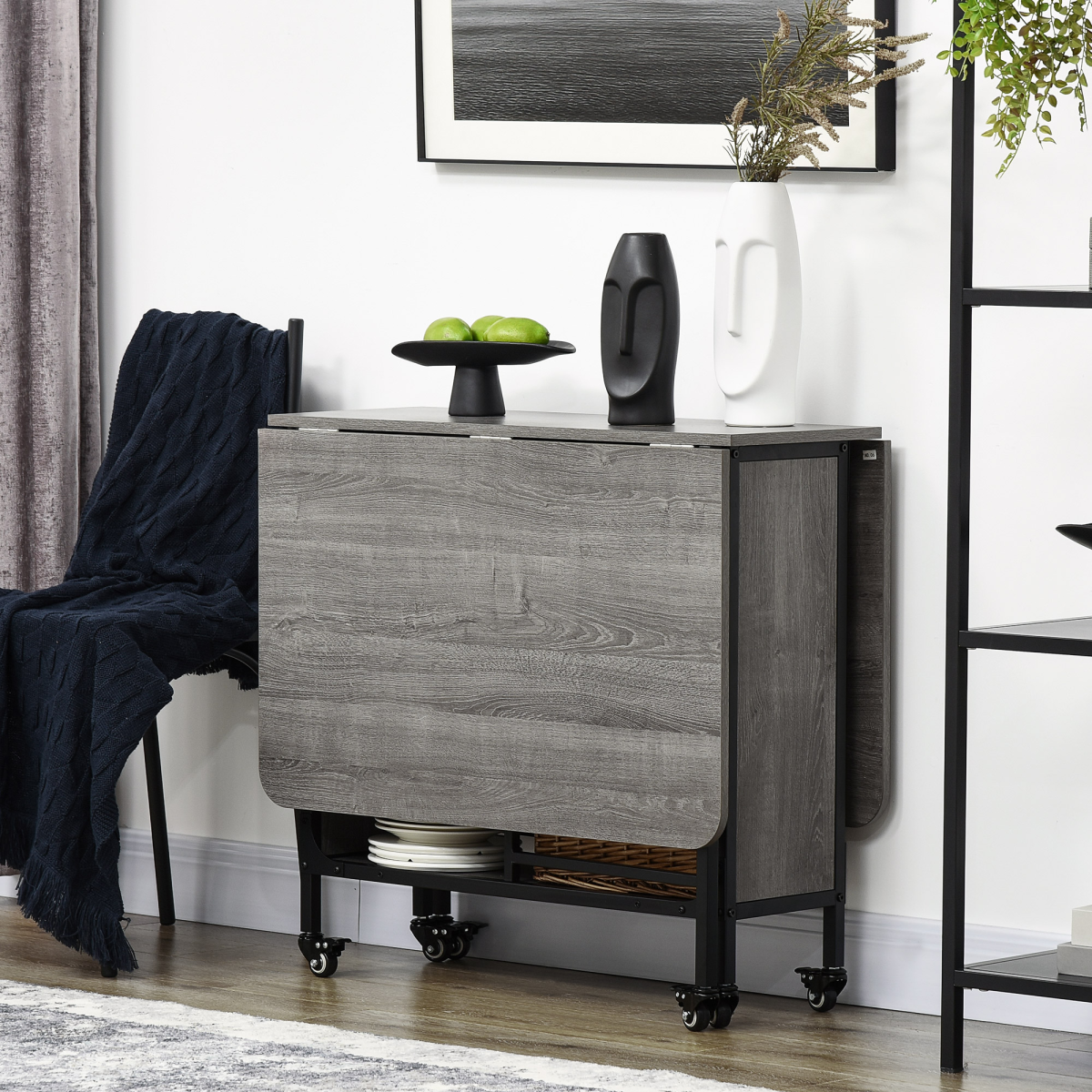 cortex-london-york-folding-kitchen-dining-table-six-wheels-storage-shelf