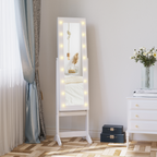 LED Mirrored Jewellery Cabinet, 36Lx30Wx136H cm-White