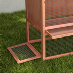 2 Tier Wood Rabbit Hutch Water Resistant Asphalt Roof Ramp 144 x 64.5 x 100 cm