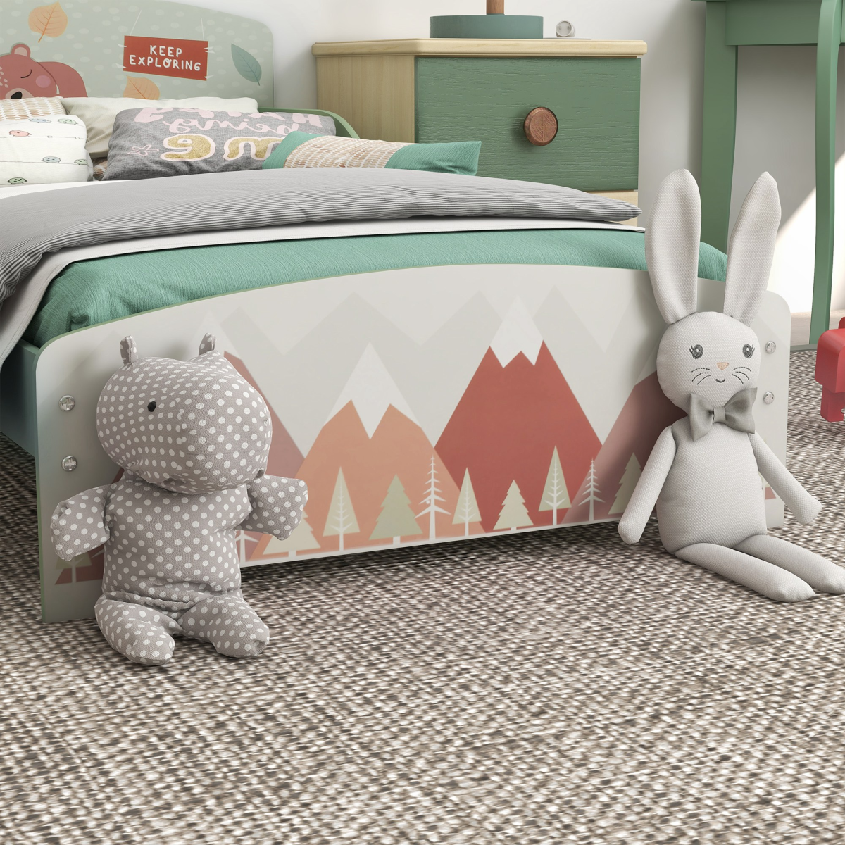 cortex-london-windsor-green-toddler-bed-frame-animal-design-ages-3-6-years