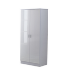 Tall White High Gloss Wardrobes 3 Pc Chest Bedside Table 7 Drawer