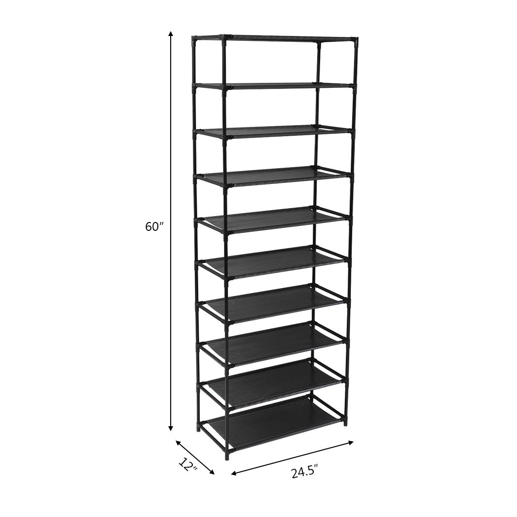 cortex-london-kensington-10-tier-black-shoe-rack-non-woven-fabric-steel